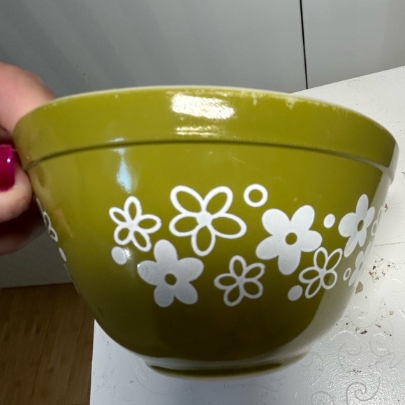 PYREX 401 (1.5 pint) green white Spring Blossom Crazy Daisy #2 (2 available) - Picture 4 of 10